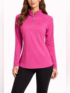 Danskin Now 1/2 Zip Pullover Sweatshirt Pink Women's Medium Semi-Fitted EUC